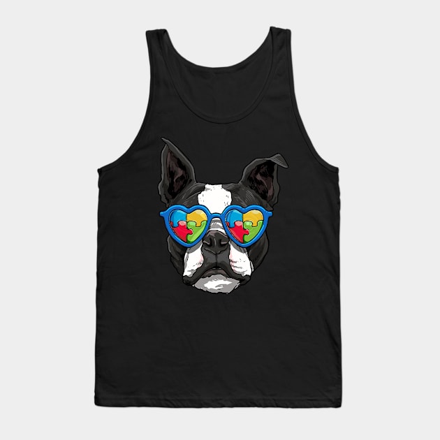 Boston Terrier Dog Autism Awareness Puzzle Tank Top by eldridgejacqueline